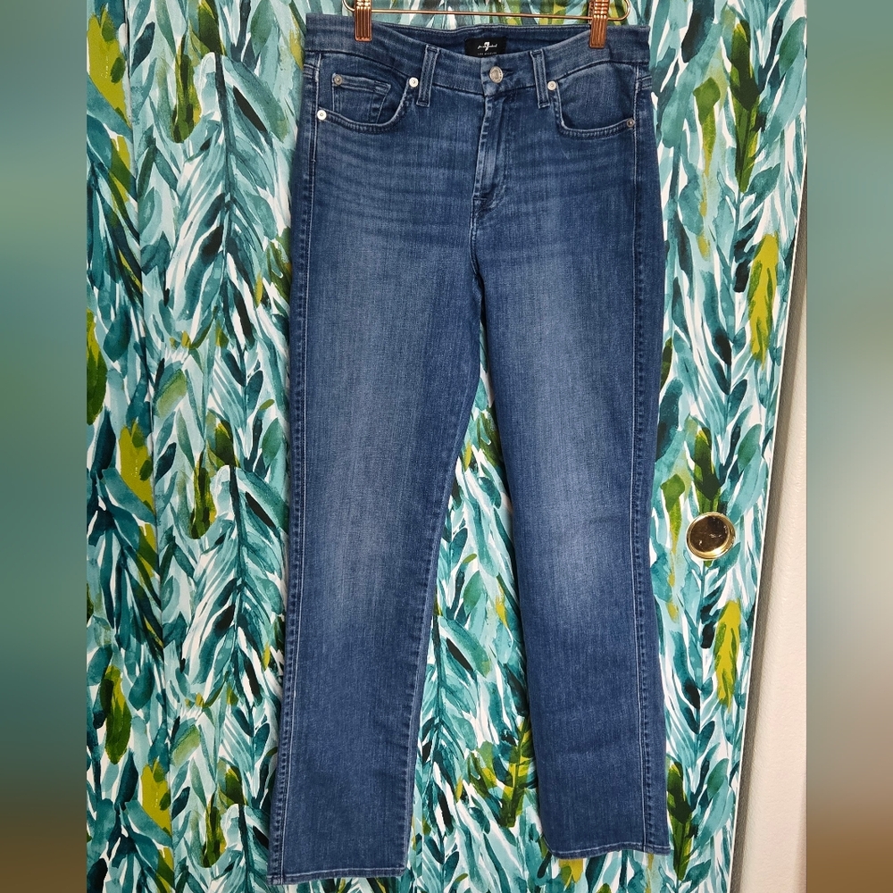 7 For All Mankind Women's Straight Leg Jeans in Blue